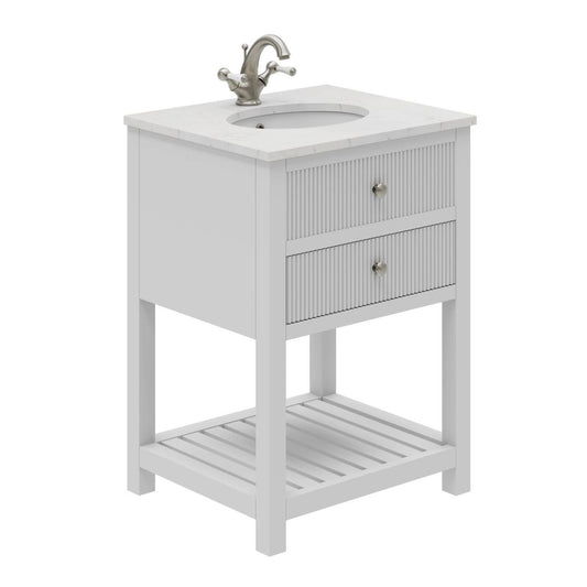 Addison Ribbed White Floor Standing Vanity Unit 600mm