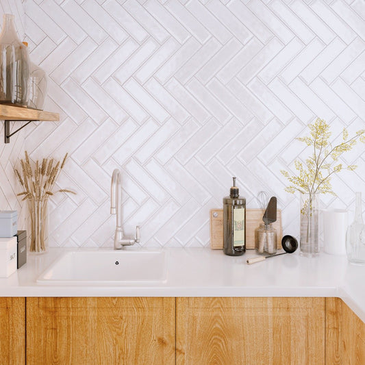 Navajo Blanco Gloss Ceramic Brick Tile 75x300mm