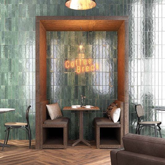 Bergamo Green Porcelain Brick Tile 75x300mm