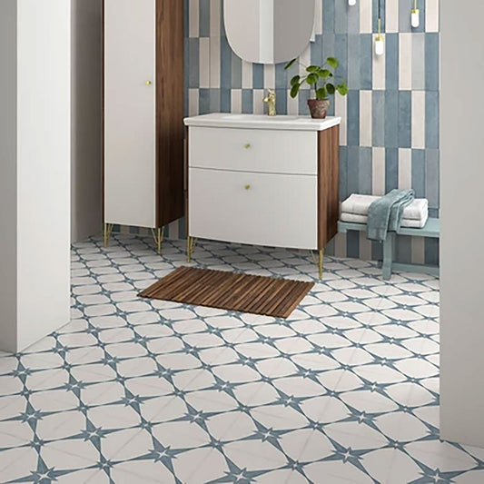 Almeria Aqua Patterned Matt Ceramic Tile 450x450mm