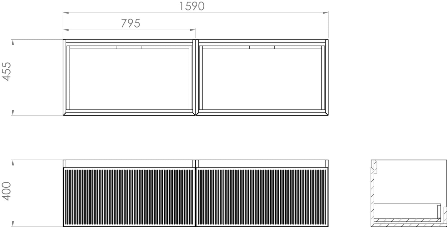 Saneux 160cm Kit - 2 x 80cm Wall Mounted Unit & 160cm Countertop