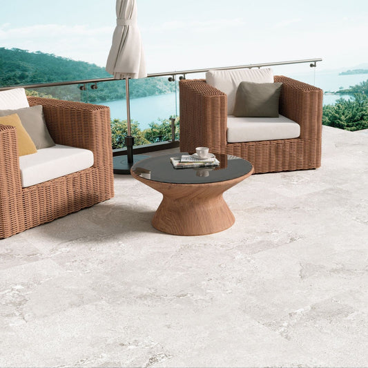 Dragos White Stone Effect Matt Porcelain Tile 650x450mm