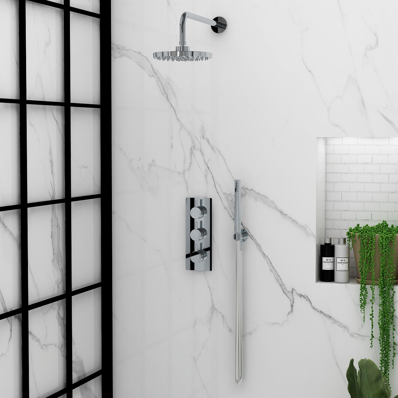 Arco twin outlet three handle thermostatic concealed valve