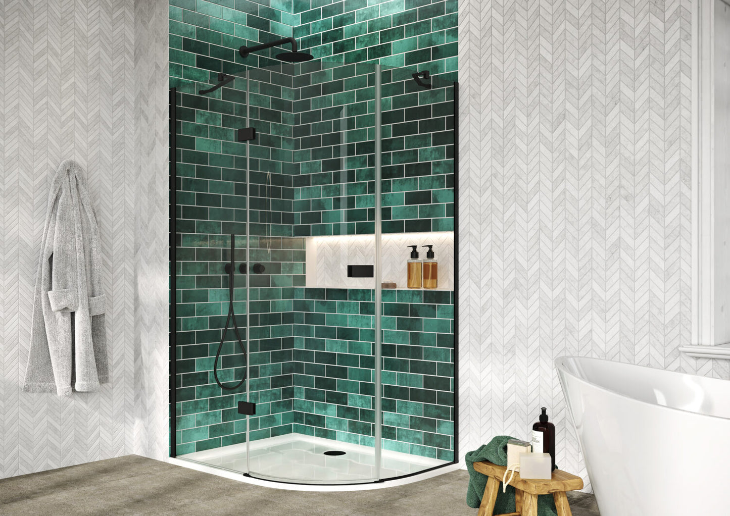 Athena Hinged Offset Quadrant 12×8