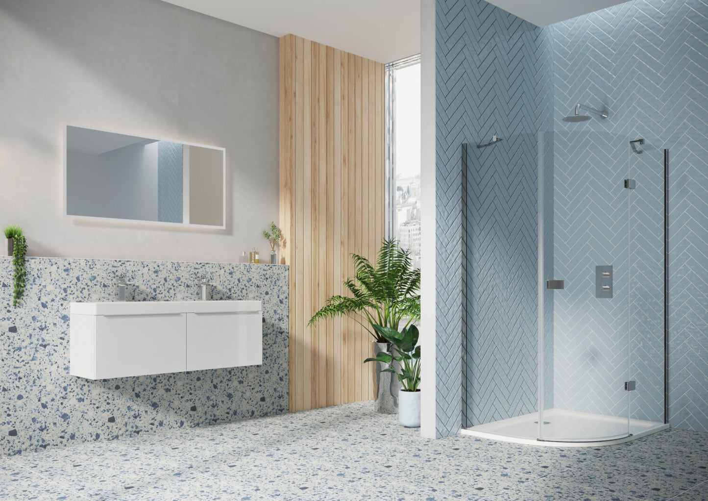 Athena Hinged Offset Quadrant 12×8