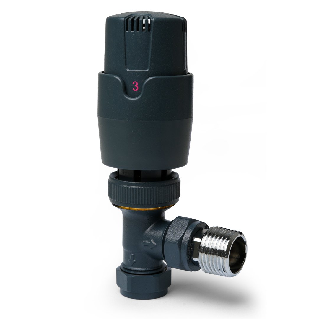 Thermostatic Anthracite Angled Pair of Radiator Valves