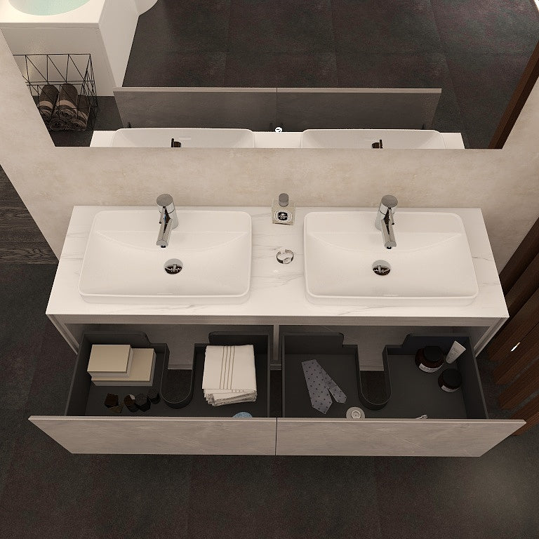 Arco 1600mm Twin single drawer cabinet in Slate