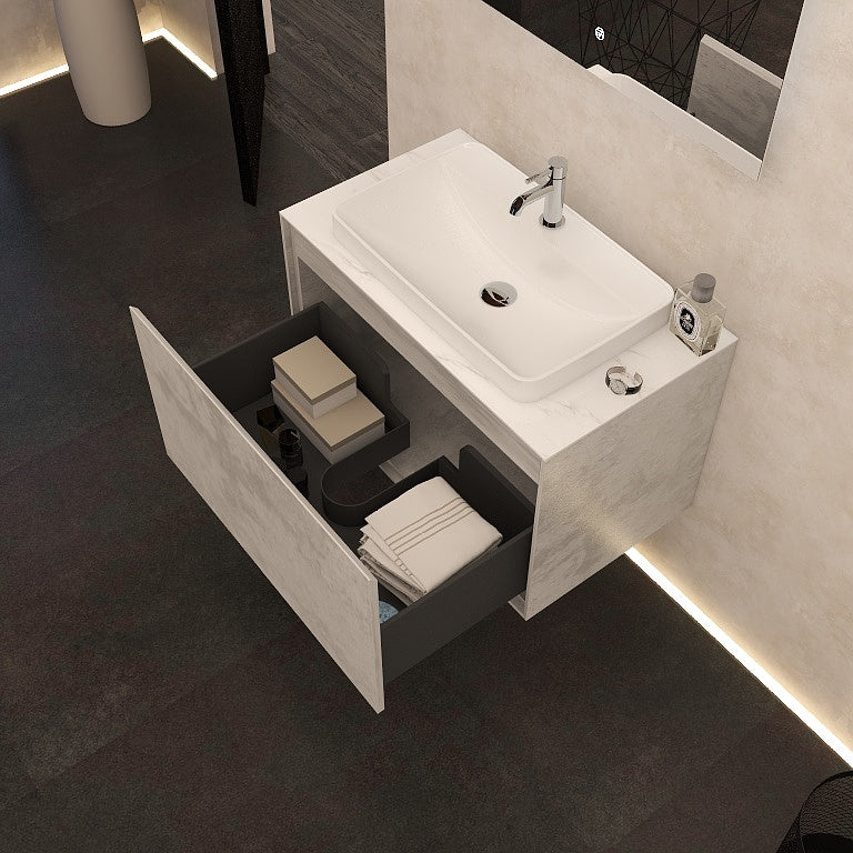 Arco 800mm single drawer cabinet in Natural Stone