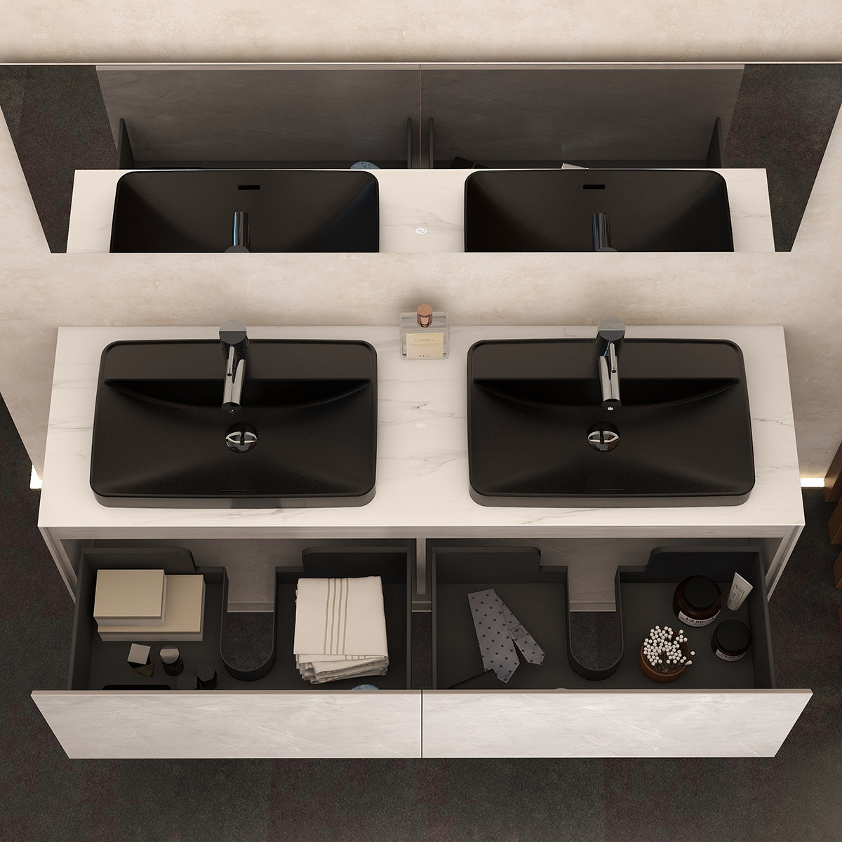 Arco 600mm Inset Countertop 1TH Basin in Black