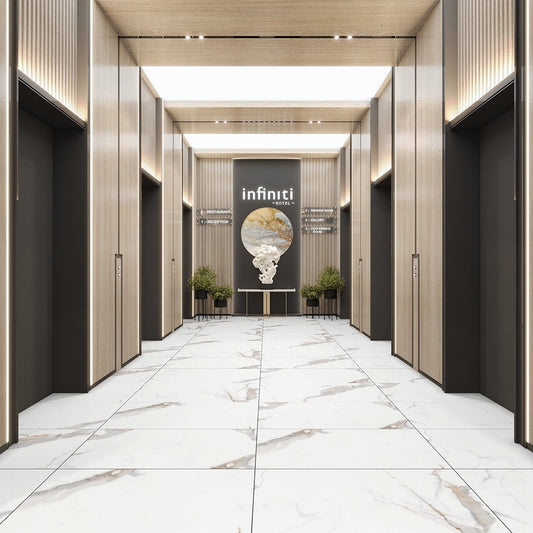 Stockholm White Marble Uniglow Porcelain Tile 1200x600mm