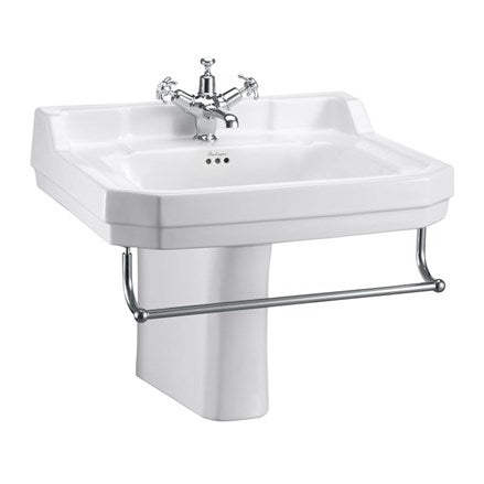 Edwardian 61cm Basin, Towel Rail & Semi Pedestal