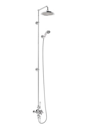 Avon Thermostatic Exposed Shower Valve Dual Outlet,Extended Rigid Riser, Swivel Shower Arm, Handset & Holder with Hose with Rose
