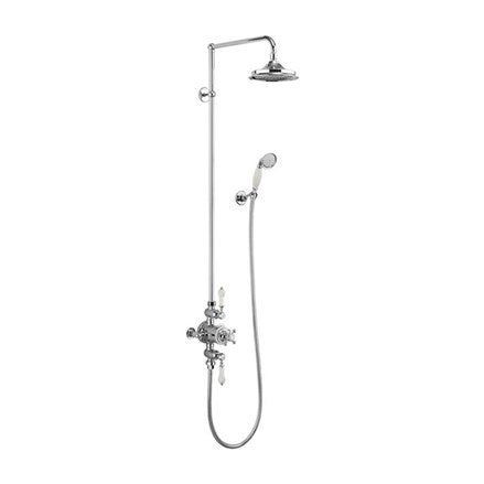 Avon Thermostatic Exposed Shower Valve Dual Outlet,Rigid Riser, Swivel Shower Arm, Handset & Holder with Hose with Rose