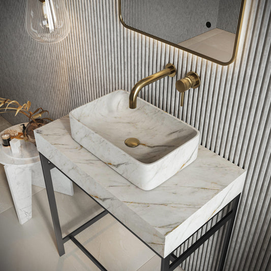 Sanctuary Arabescato White Rectangle Marble 420 Basin
