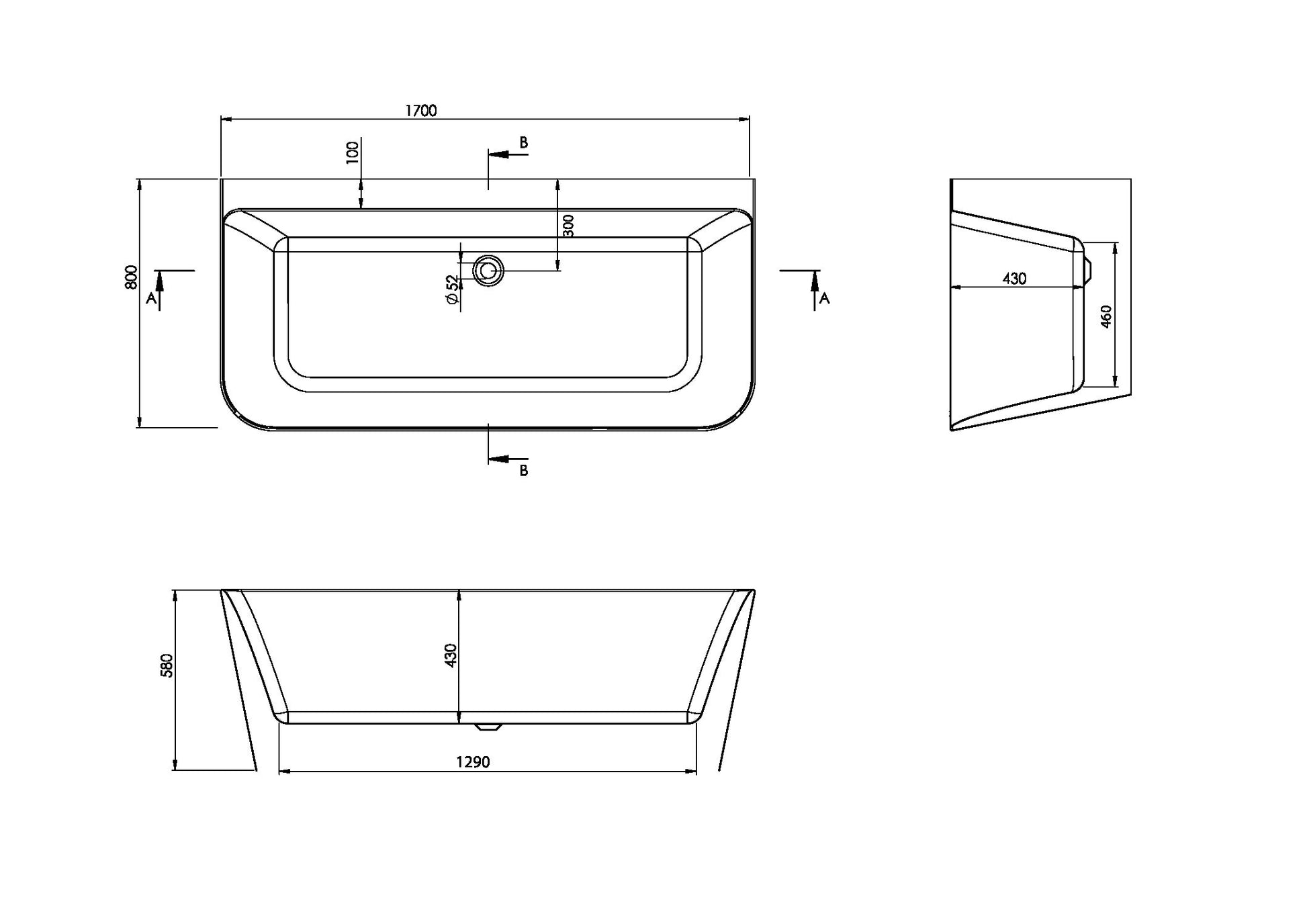 Porto Back-to-Wall Bath