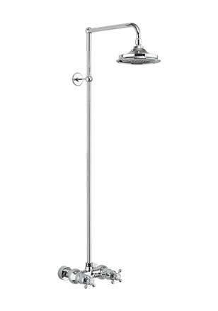 Eden Thermostatic Exposed Shower Bar Valve Single Outlet with Rigid Riser and Swivel Shower Arm with Rose