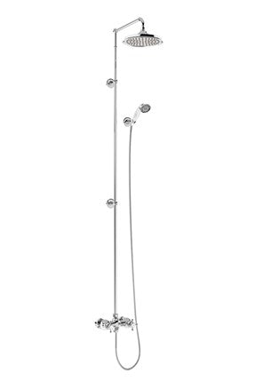 Eden Thermostatic Exposed Shower Bar Valve Dual Outlet with Extended Rigid Riser and Swivel Shower Arm with Rose