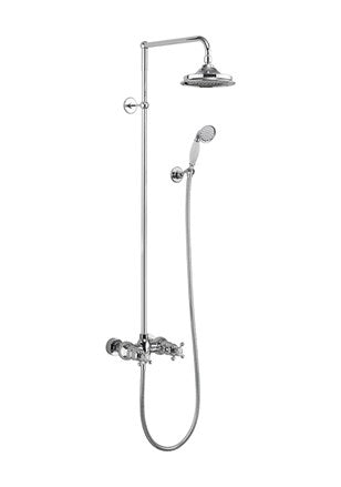 Eden Thermostatic Exposed Shower Bar Valve Dual Outlet, Rigid Riser, Swivel Shower Arm, Handset & Holder with Hose with Rose