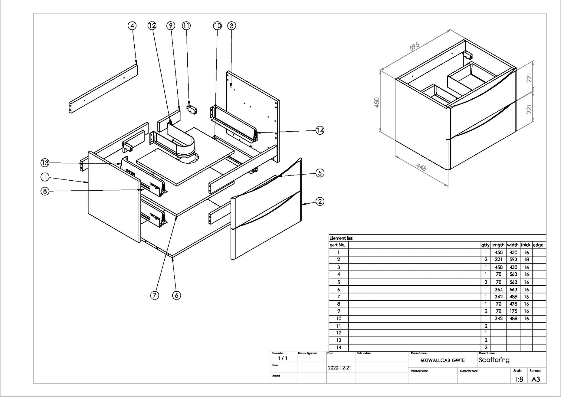 Bella 600 Wall Cabinet