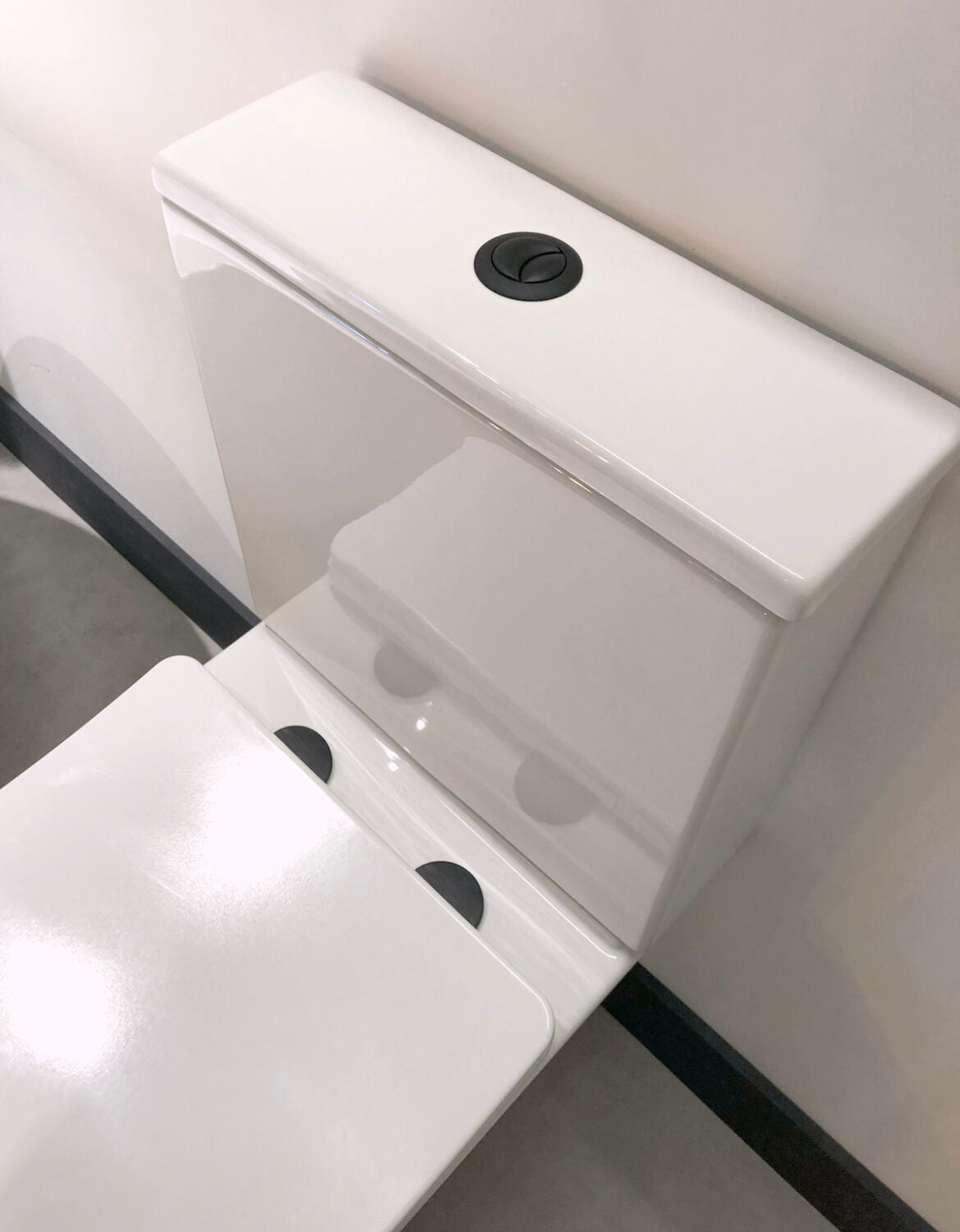 Black Seat Hinge Cover & Cistern Push Button