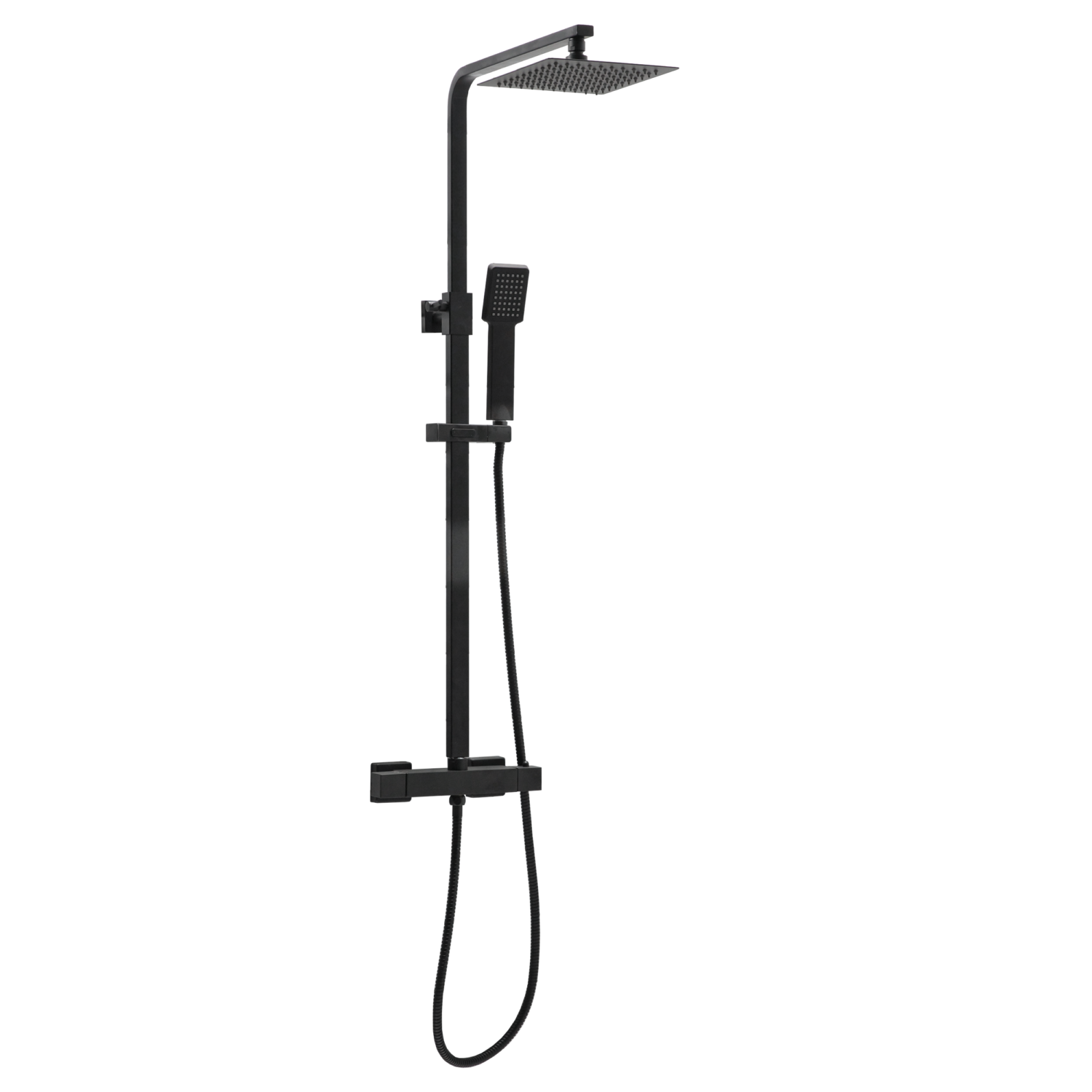 Lunar Black Sq Rigid Riser Shower Inc. Easykit