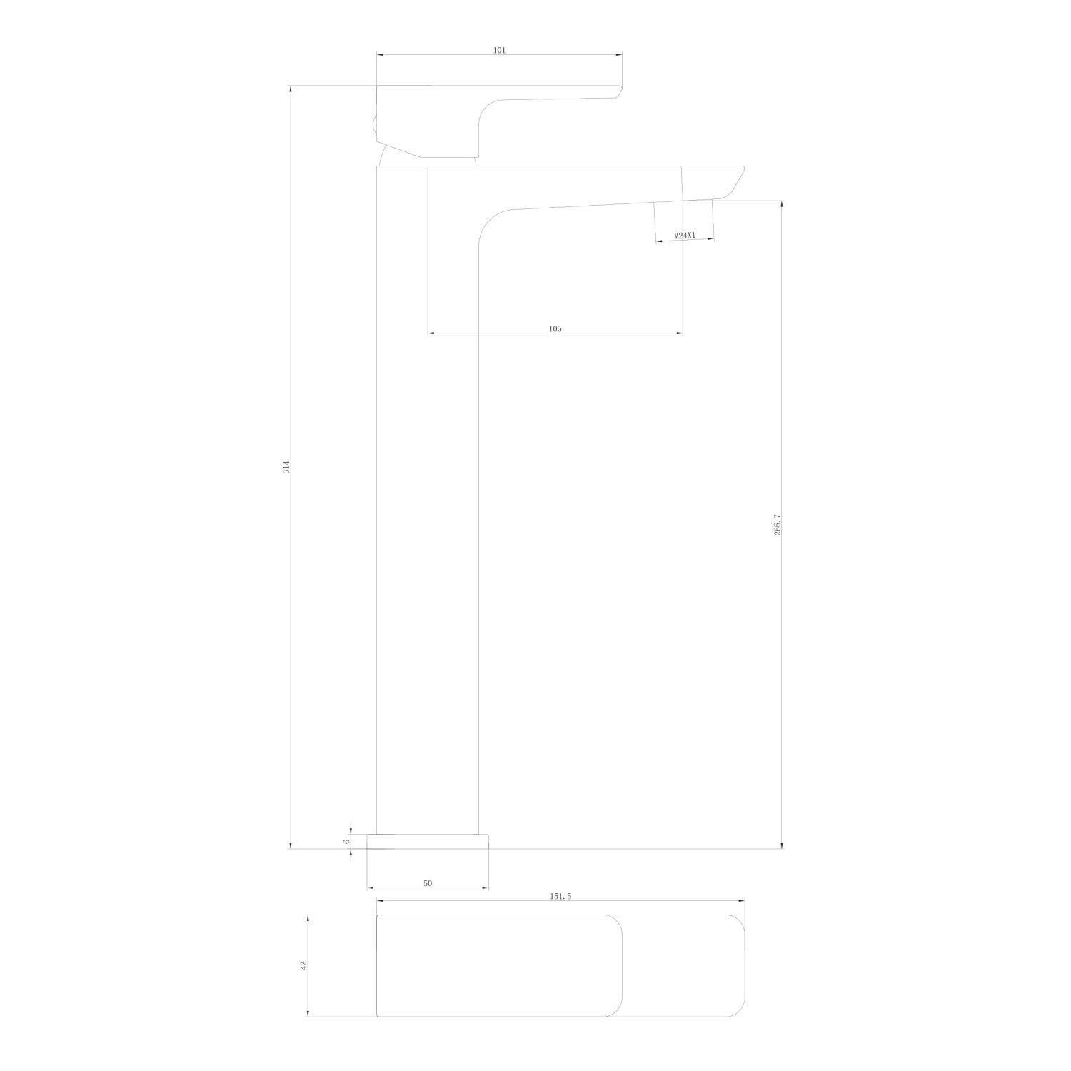 Muro Black High Riser Basin Mono