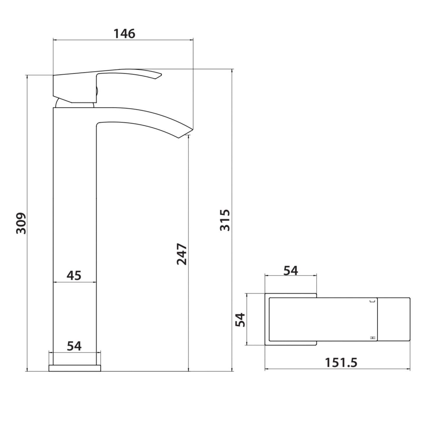 Descent Black Tall Mono Basin Mixer