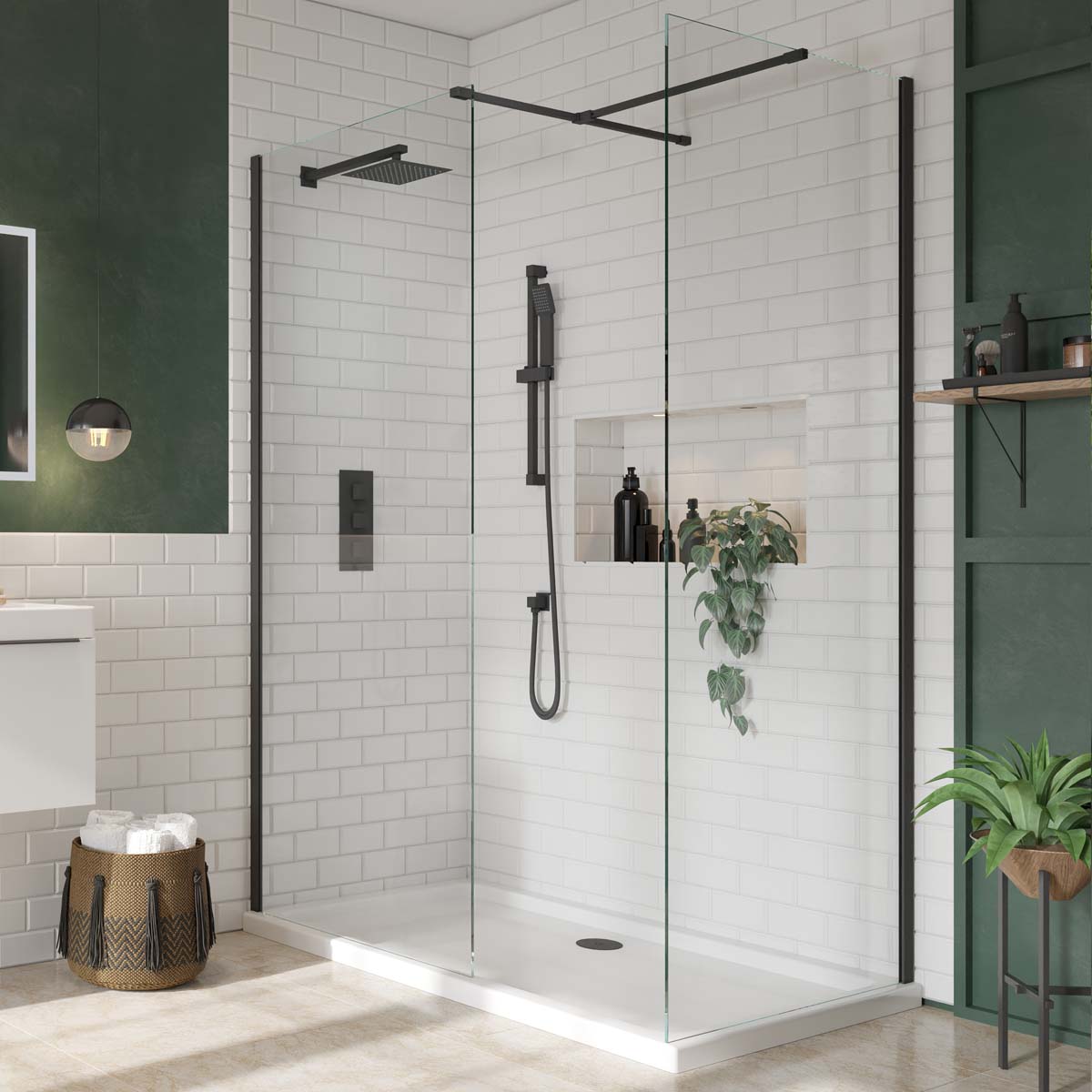 Black Square Shower Wall Arm
