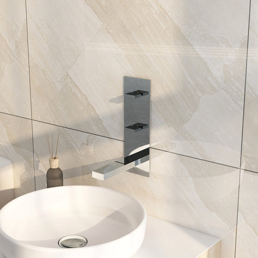 bloque 3 hole vertical wall mounted basin mixer
