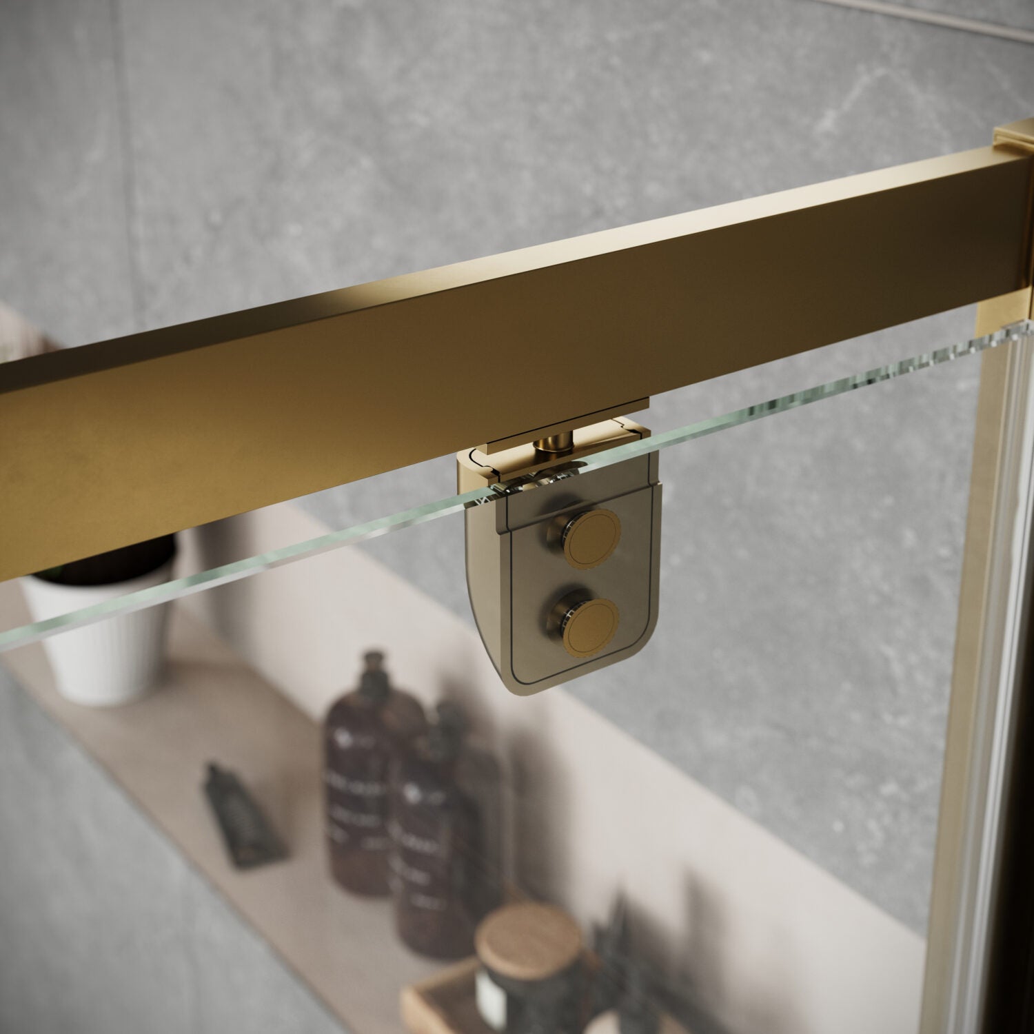 S6 Brushed Brass Pivot Door 800