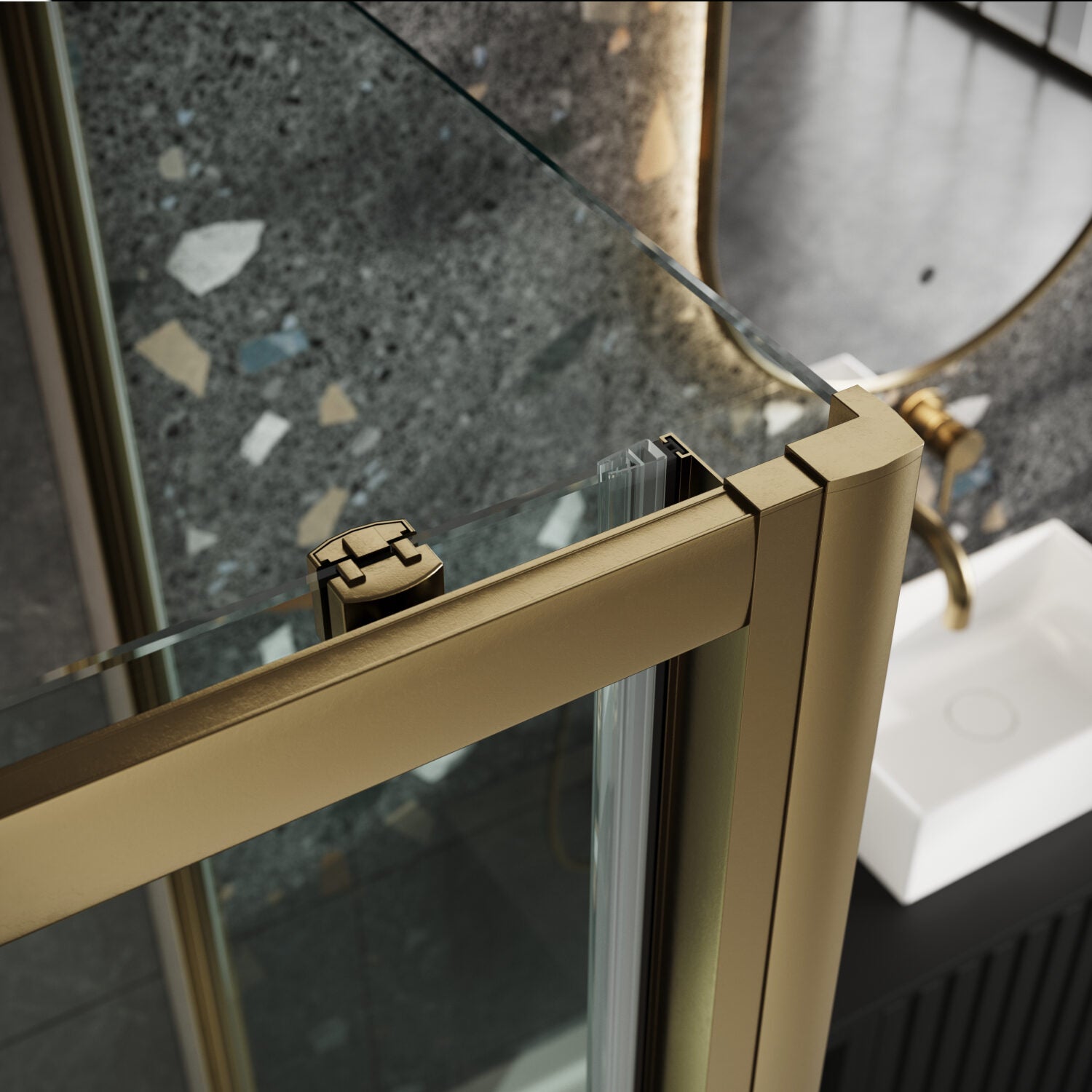 S6 Brushed Brass Sliding Door 1200