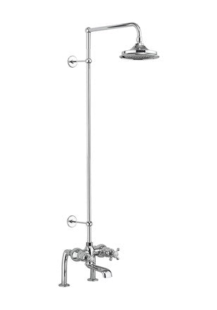 Tay Thermostatic Bath Shower Mixer Deck Mounted with Rigid Riser & Swivel Shower Arm with 6 inch Rose