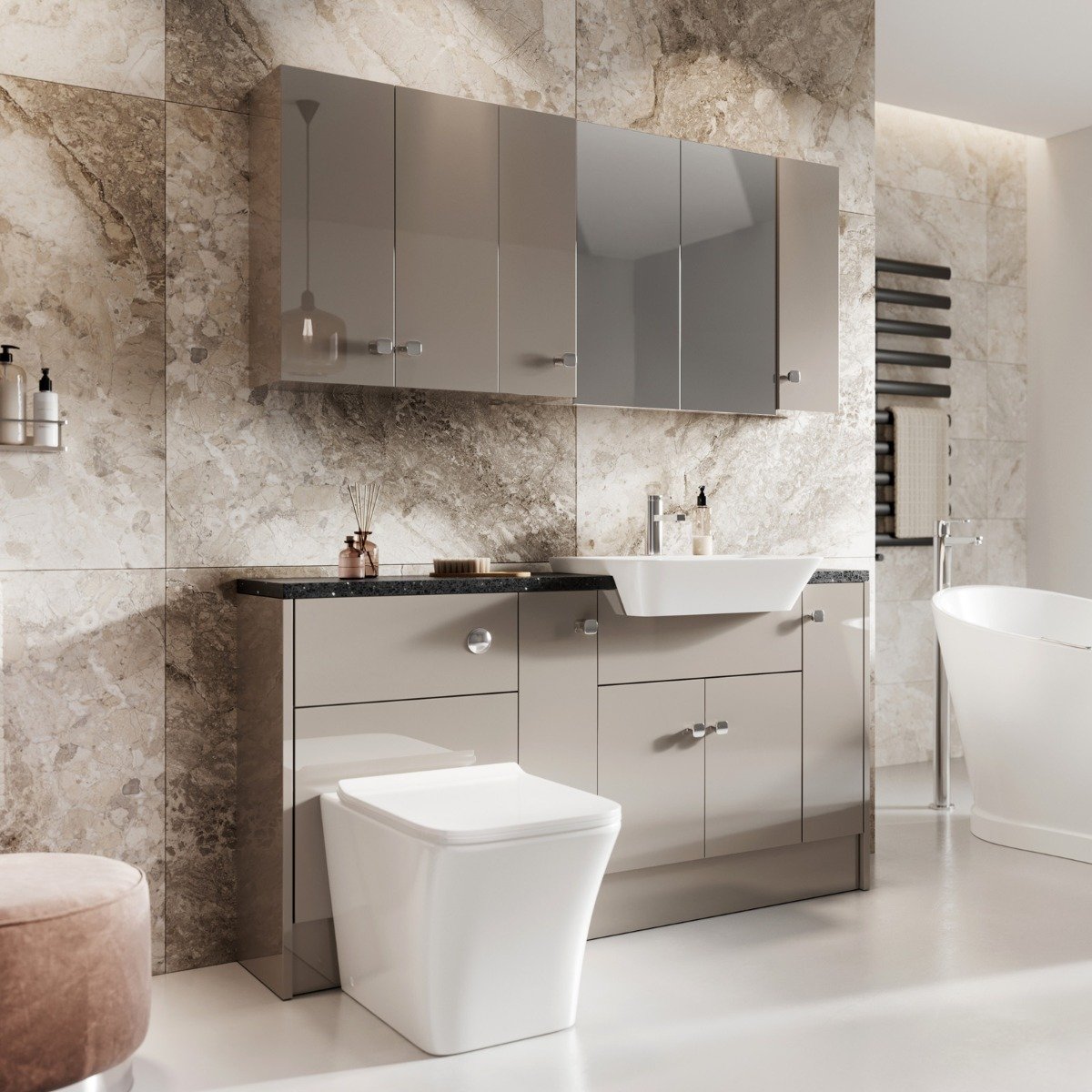 Surrey Mirrored Double Door Fitted Furniture Cabinet 600mm
