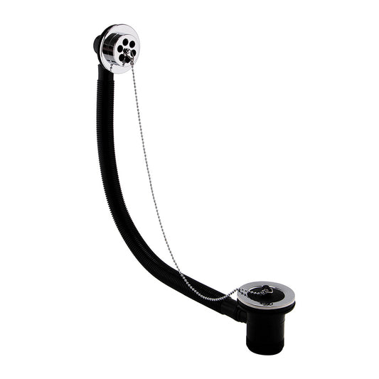 Standard bath waste Chrome black Plastic plug and chain