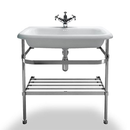 Large Roll Top Basin with Stainless Steel Stand