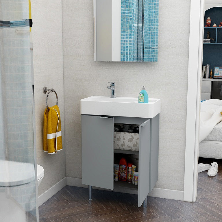 Blade 600mm Two Door Floor standing Cabinet in Matt Grey