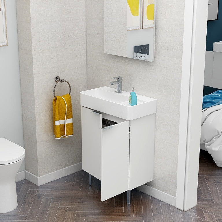 Blade 600mm Two Door Floor standing Cabinet in Matt White