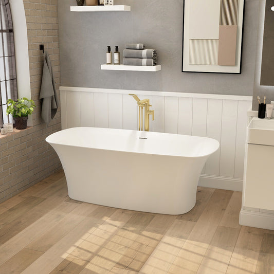 1700mm Blade freestanding bath including white dome clicker bath waste