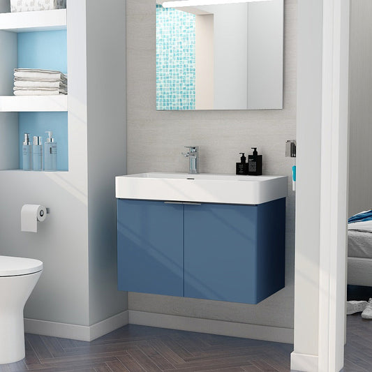 Blade 800 Two Door Wall Hung Matt Blue Cabinet