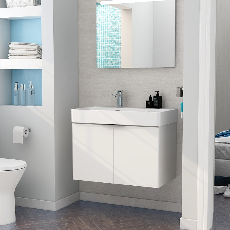 Blade 800 Two Door Wall Hung Matt White Cabinet