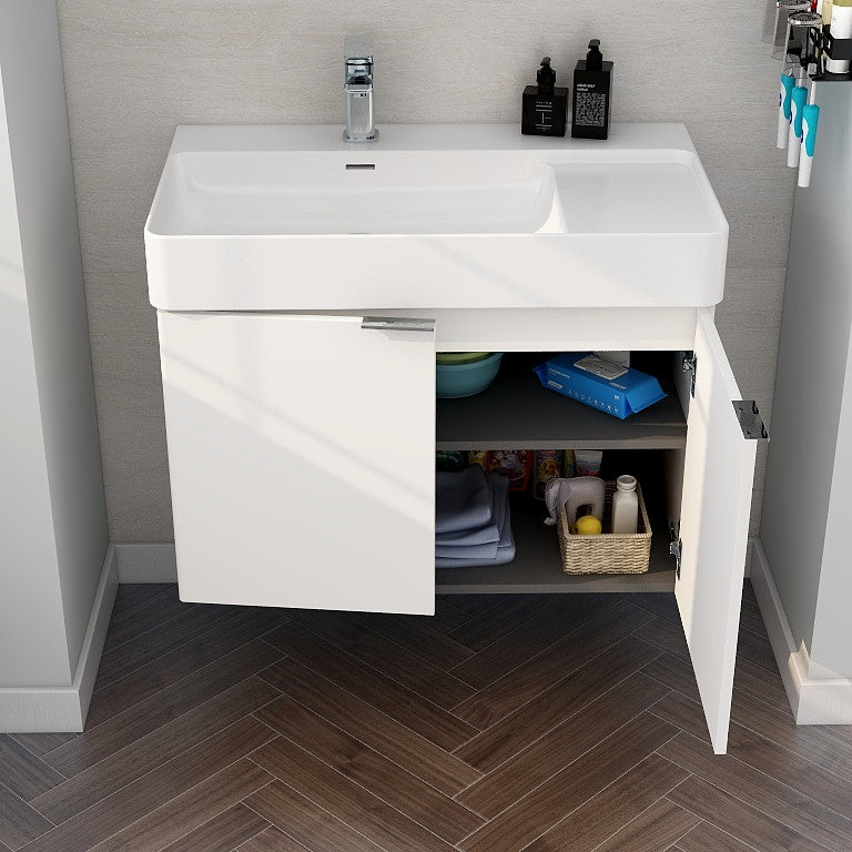 Blade 800 Two Door Wall Hung Matt White Cabinet