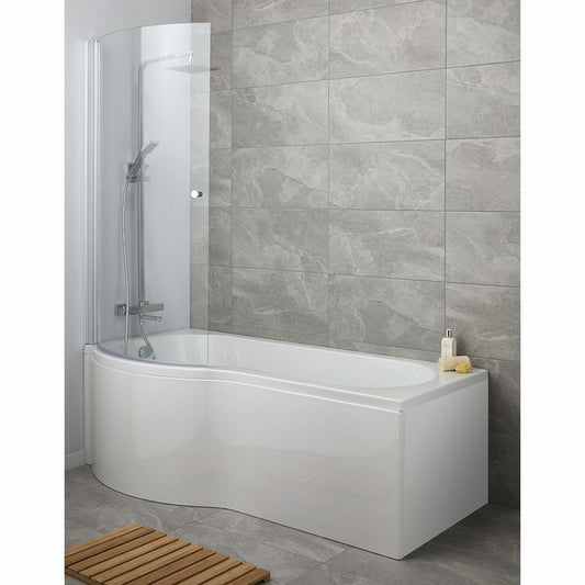 Elegant Haven Bowmore 1700mm P Shaped Left Hand 0th Shower Bath With Shower Screen And Front