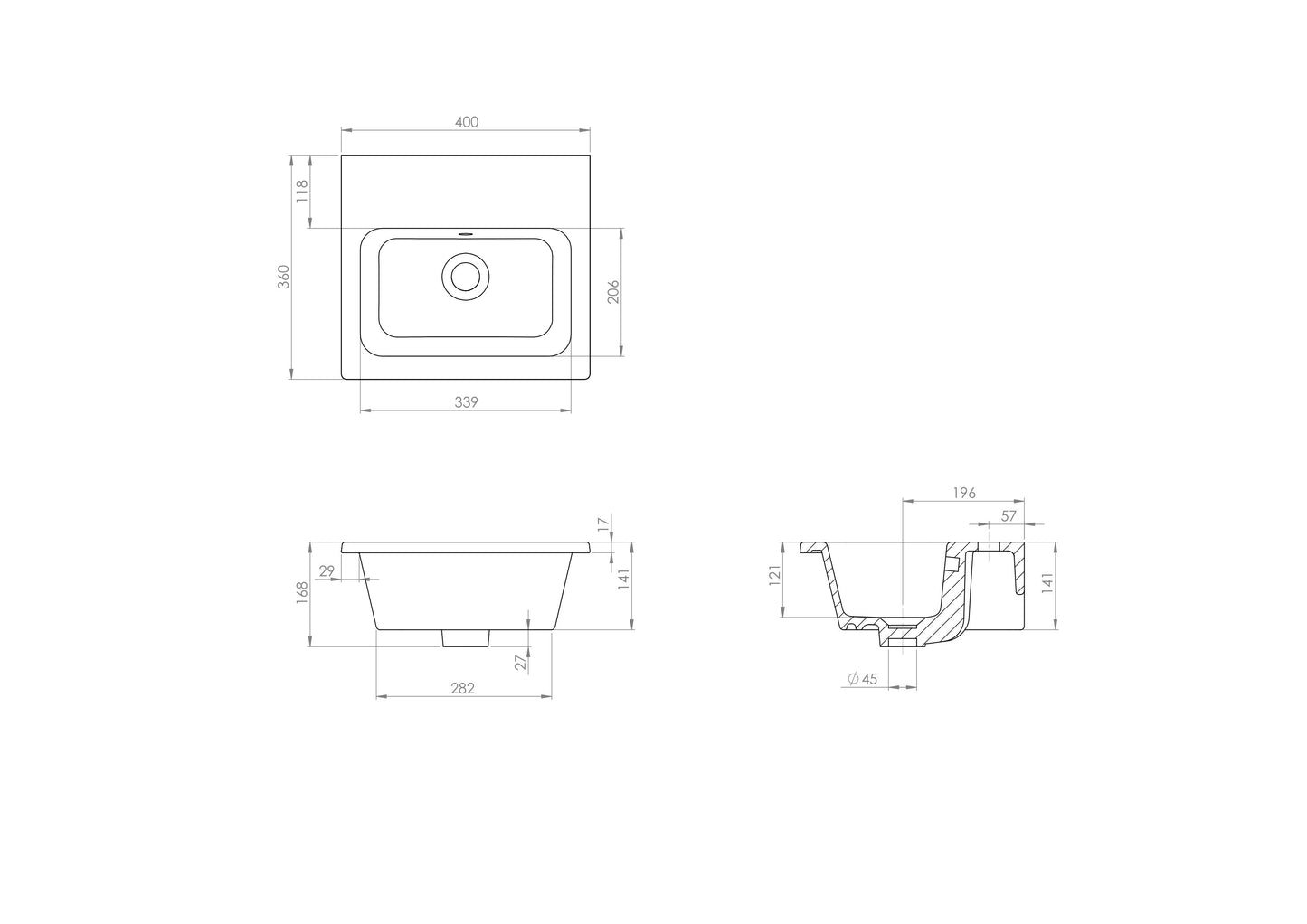 Saneux UNI 40x36cm Washbasin