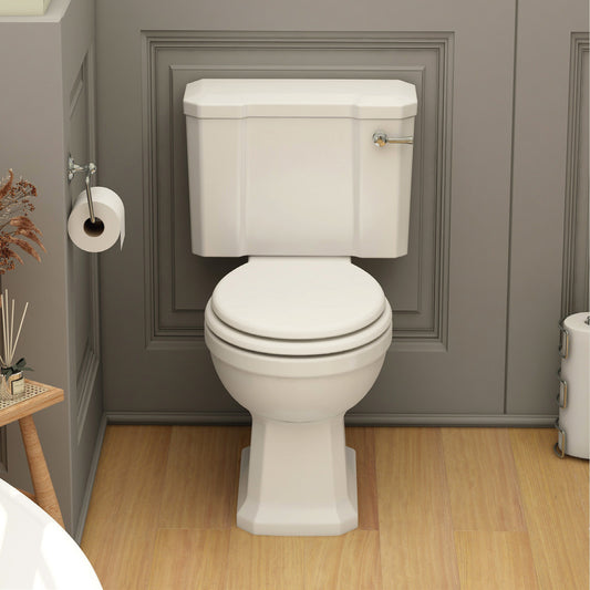 Wyndham Soft close wooden seat in white, with chrome fittings