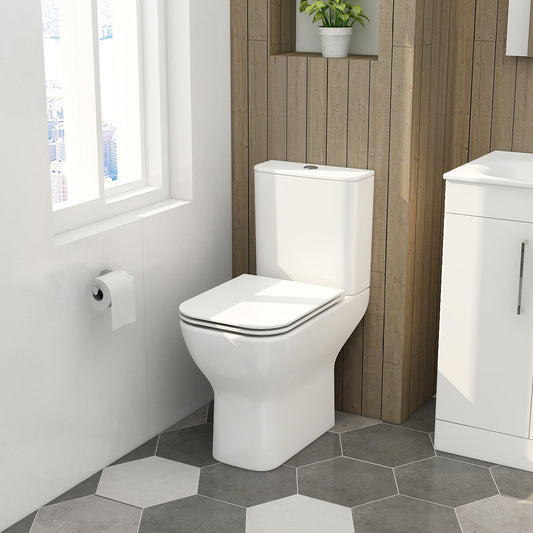 Quadro comfort height close coupled open back pan & cistern