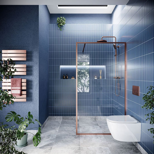 Amien Brushed Bronze Framed Clear Glass Shower Screen 1080mm