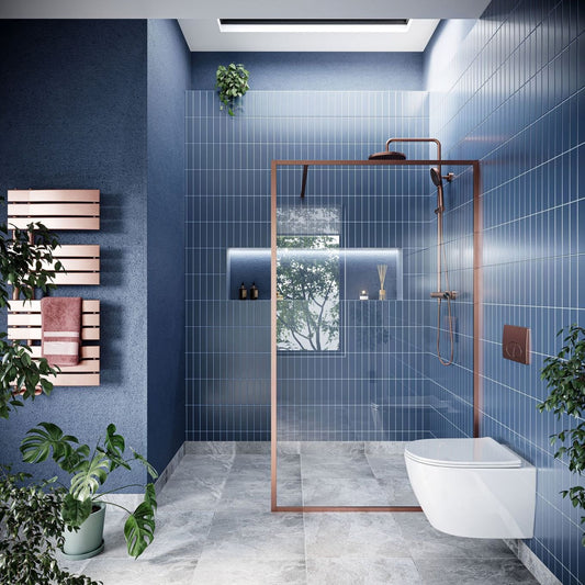 Amien Brushed Bronze Framed Clear Glass Shower Screen 1180mm