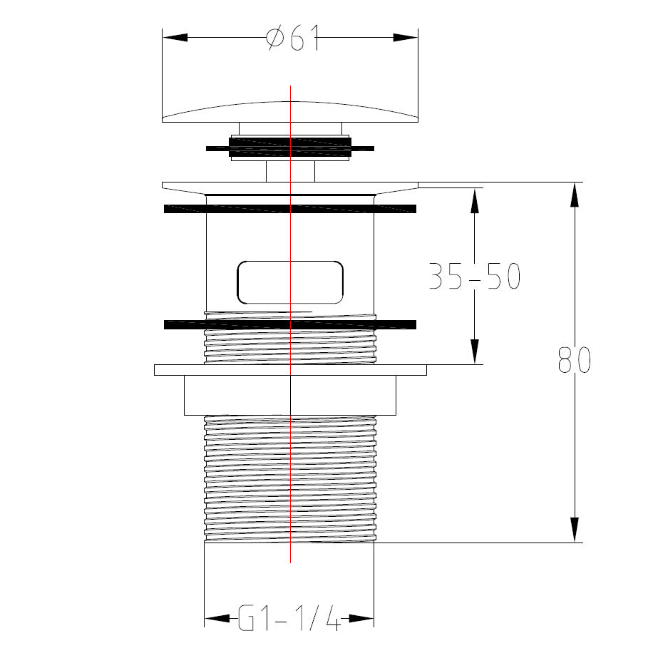 large dome basin clicker waste slotted