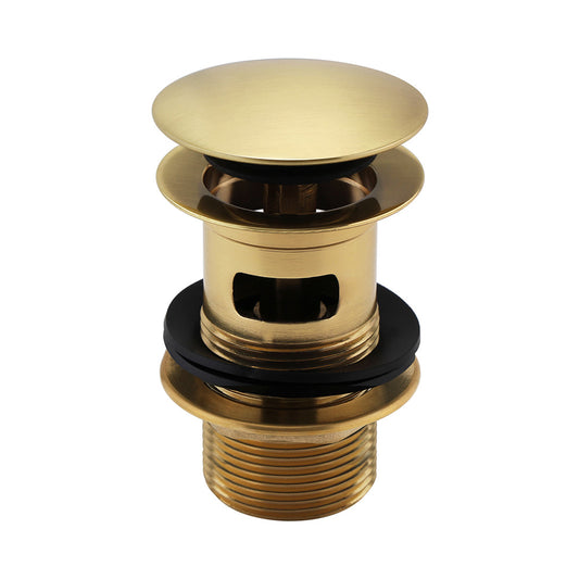 Basin Solid Brass clicker Brushed Brass waste slotted with Brass backnut