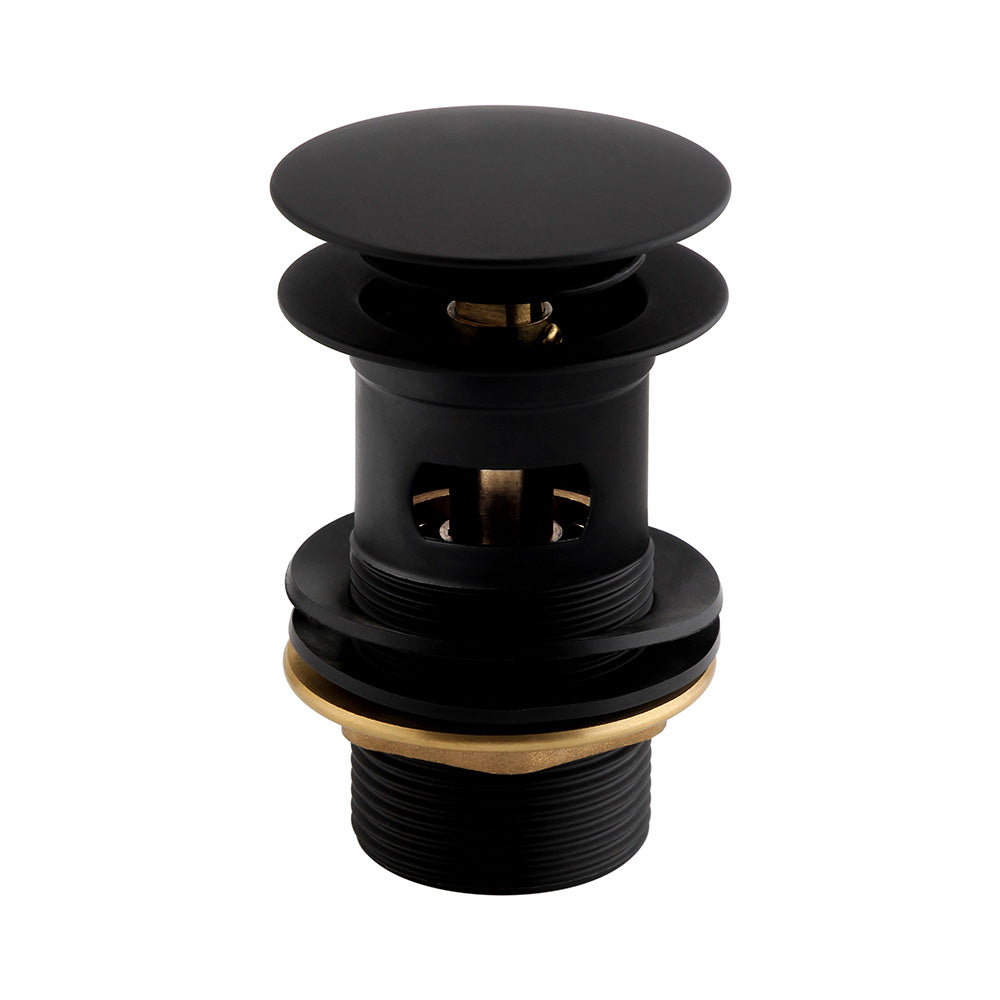 Basin Solid Brass clicker Matt Black waste slotted with Brass backnut